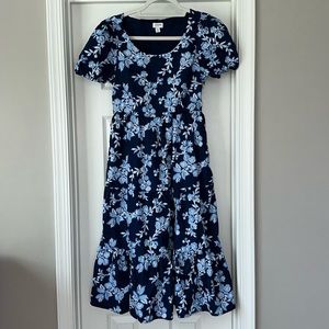 J. Crew Blue Floral Midi Dress